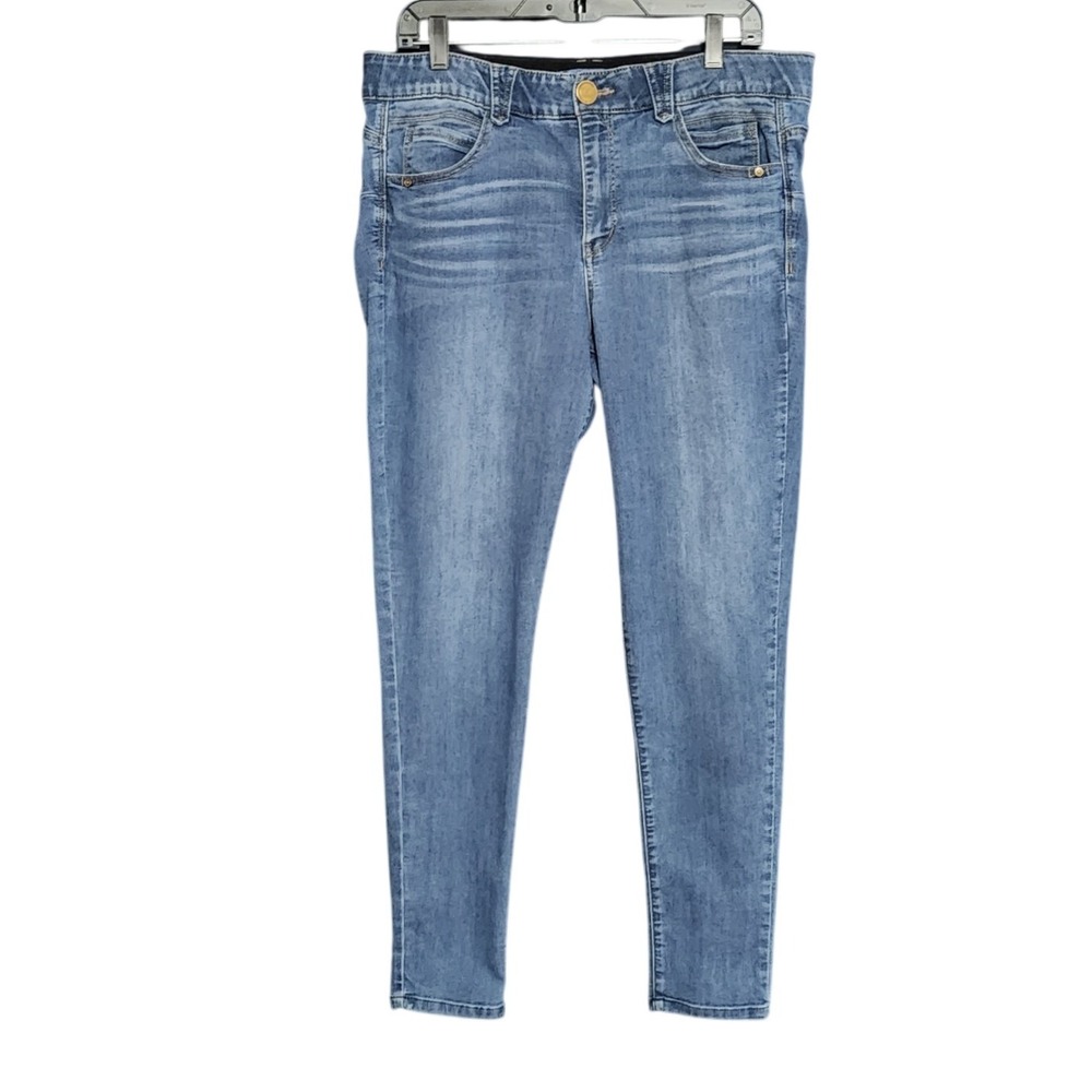 Democracy Womens Ab solution Blue Denim Wash Stretch Slimming Skinny Jeans 14